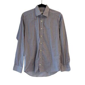 Etro Mens Geometric Print Button-Down Shirt 38 Slim Fit Made In Italy
